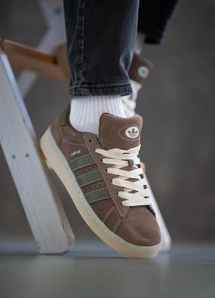 Стильні чоловічі кросівки adidas campus 00s brown khaki коричневі з зеленим8 фото