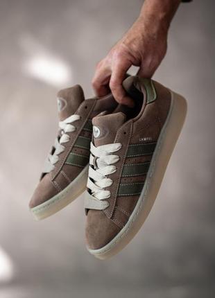 Стильні чоловічі кросівки adidas campus 00s brown khaki коричневі з зеленим9 фото