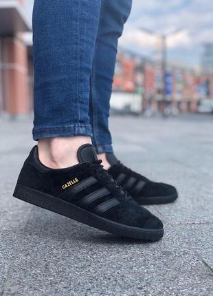 Adidas gazelle full black, кроссовки мужские черные адидас газель, кроссовки мужественный адидас газель1 фото