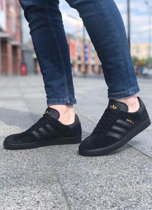 Adidas gazelle full black, кроссовки мужские черные адидас газель, кроссовки мужественный адидас газель4 фото