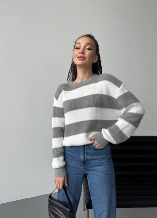 Кашеміровий светр в смужку7 фото