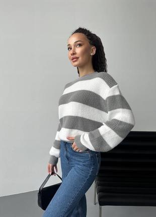 Кашеміровий светр в смужку6 фото