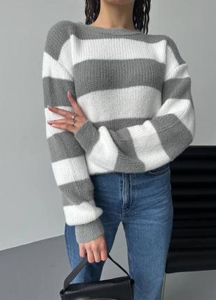 Кашеміровий светр в смужку5 фото