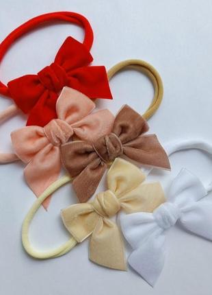 Повязка one size, бантик на голову, повязка на крестины, повязка в год