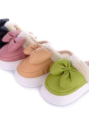 Тапочки женские домашние, теплые черные.