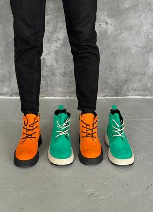 Яркие оранжевые оранжевые ботинки хайтопы8 фото