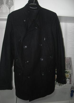 Описание  теплый мужской бушлат, мужское пальто, 55% шерсти цвет черный. размер m2 фото