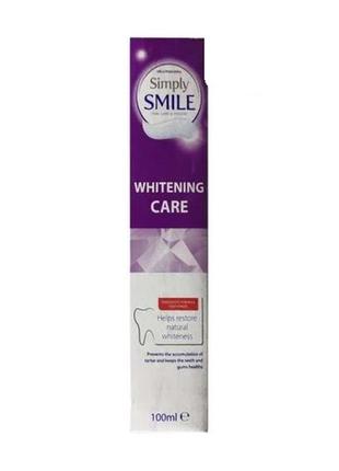 Отбеливающая зубная паста simply smile whitening care toothpaste, 100 мл