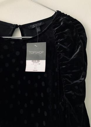 Ассиметричное бархатное платье topshop черное велюровое платье в горошек с рукавами-фонариками8 фото