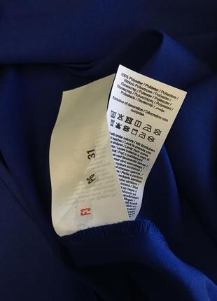 Ярко-синяя шелковая блуза asos vila синяя сатиновая блузка с драпировкой синего цвета длинный рукав8 фото