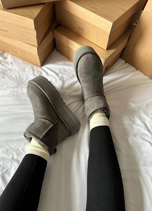 Ugg premium mini platform grey7 фото