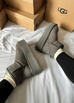 Ugg premium mini platform grey10 фото