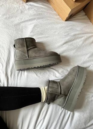 Ugg premium mini platform grey9 фото