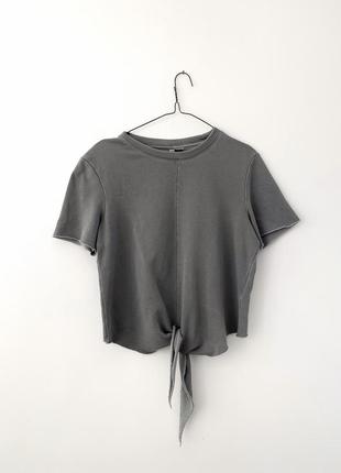 Щільна вибілена футболка толстовка з вузлом h&m