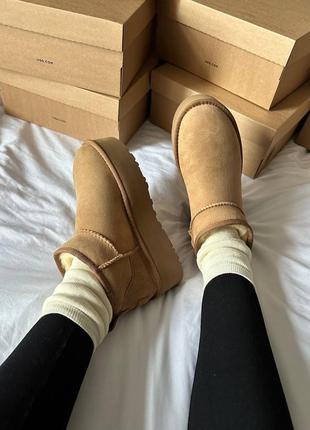 Ugg premium ultra mini platform beige5 фото