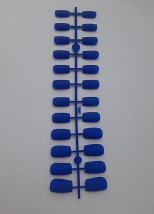 Ногти накладные синие матовые, набор накладных ногтей 24 шт2 фото