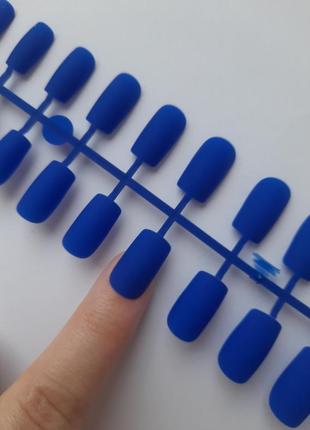 Ногти накладные синие матовые, набор накладных ногтей 24 шт3 фото