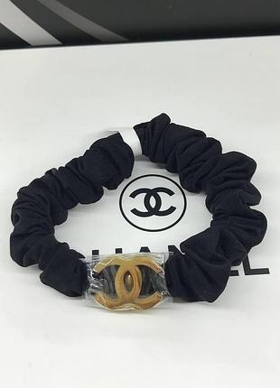 Гумка середня для волосся з логотипом шанель/chanel