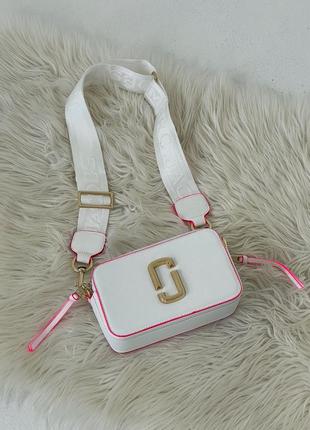 Женская сумка marc jacobs the snapsot white/pink