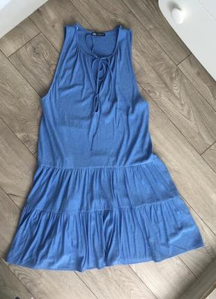 Zara платье летнее синее s м4 фото