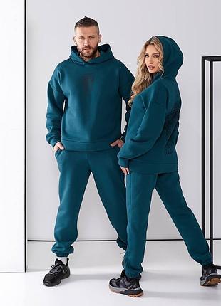 Мужской спортивный костюм на флисе с принтом тигра худи оверсайз брюки family look...