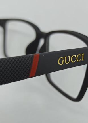 Окуляри в стилі gucci унісекс іміджеві оправа для окулярів чорна матова на флексах8 фото