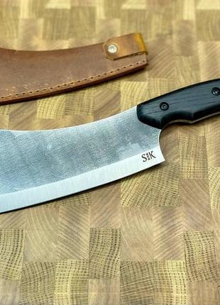 Сокира мисливська сікач 2 ручної роботи зі сталі 50х14мф/56 hrc, з потужним клинком і шкіряним чохлом у комплекті