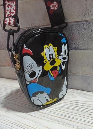 Стильная детская лаковая сумочка в стиле десней, микки маус, путано, дональд дак, минные, disney, minni mouse1 фото