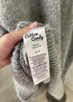 Вязаный кардиган серый с объемными рукавами и карманами в размере м от бренда cotton candy5 фото