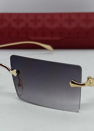 Очки в стиле chrome hearts унисекс солнцезащитные чорные с градиентом узкие с золотым металлом