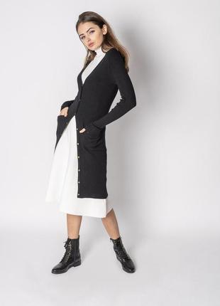 Кардиган в рубчик черный