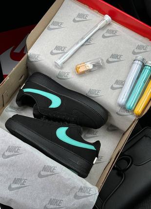 Женские кроссовки найк nike air force 1 low x tiffany&co black mint8 фото