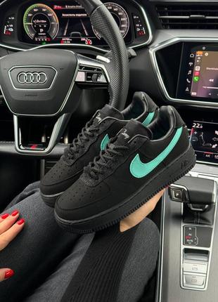 Женские кроссовки найк nike air force 1 low x tiffany&co black mint10 фото