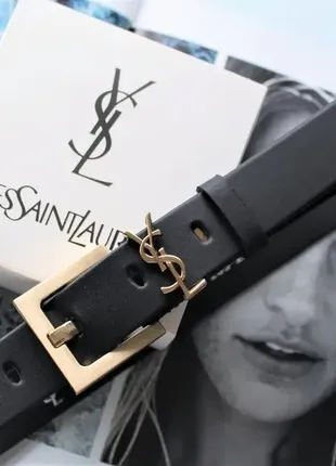 Жіночий ремінь yves saint laurent чорний.  ширина 3 см. пряжка золото