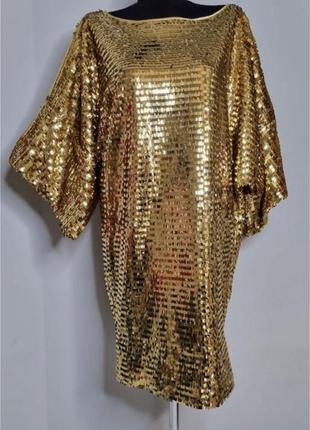 Вечерние золотое платье в пайетках1 фото