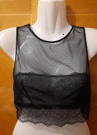 Кружевной красивый полупрозрачный топ с открытой спинкой р. 36 от h &amp; m