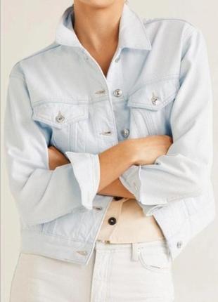 💥1+1=3 базовая голубая женская джинсовая куртка джинсовка denim co, размер 42 - 44