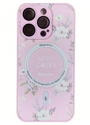 Чехол secret garden with magsafe для iphone 12 pro max (6.7`)- розовый