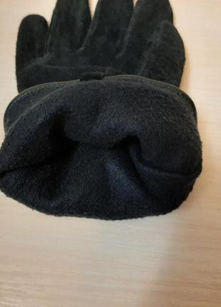 Кожаные замшевые стёганные перчатки на флисе9 фото
