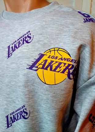 Свитшот серый с принтом nba los angeles lakers3 фото