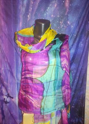 Нідний шовковий шарф палантин з метеликами1 фото
