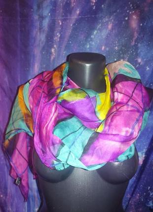 Нидний шелковый шарф палантин с бабочками3 фото