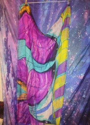Нидний шелковый шарф палантин с бабочками4 фото