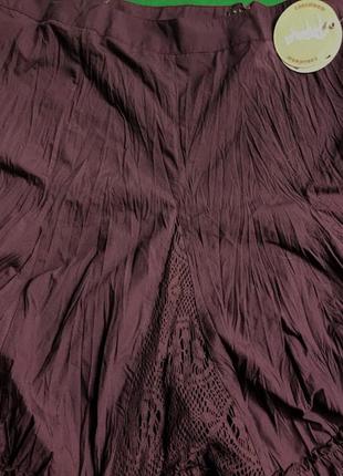 Летняя юбка цвета марсала с кружевными вставками papaya5 фото