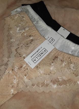 Набір із трьох трусиків жіночі бразиліани мережевні гіпюрові finella спідня білизна нижня білизна