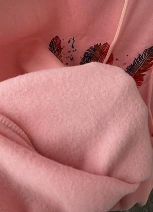 Толстовка, кофта свитшот розового цвета на флисе3 фото
