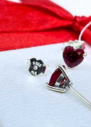 Срібний набір пандора комплект прикрас червоне серце кільце сережки намисто сердечко червоне срібло проба 925 нові з биркою pandora5 фото