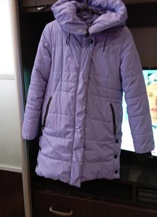 Теплое зимнее пальто для девочки.рост 140-1462 фото