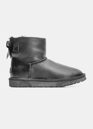 Уггі ugg mini black leather bailey5 фото