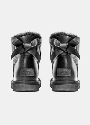 Угги ugg mini black leather bailey3 фото